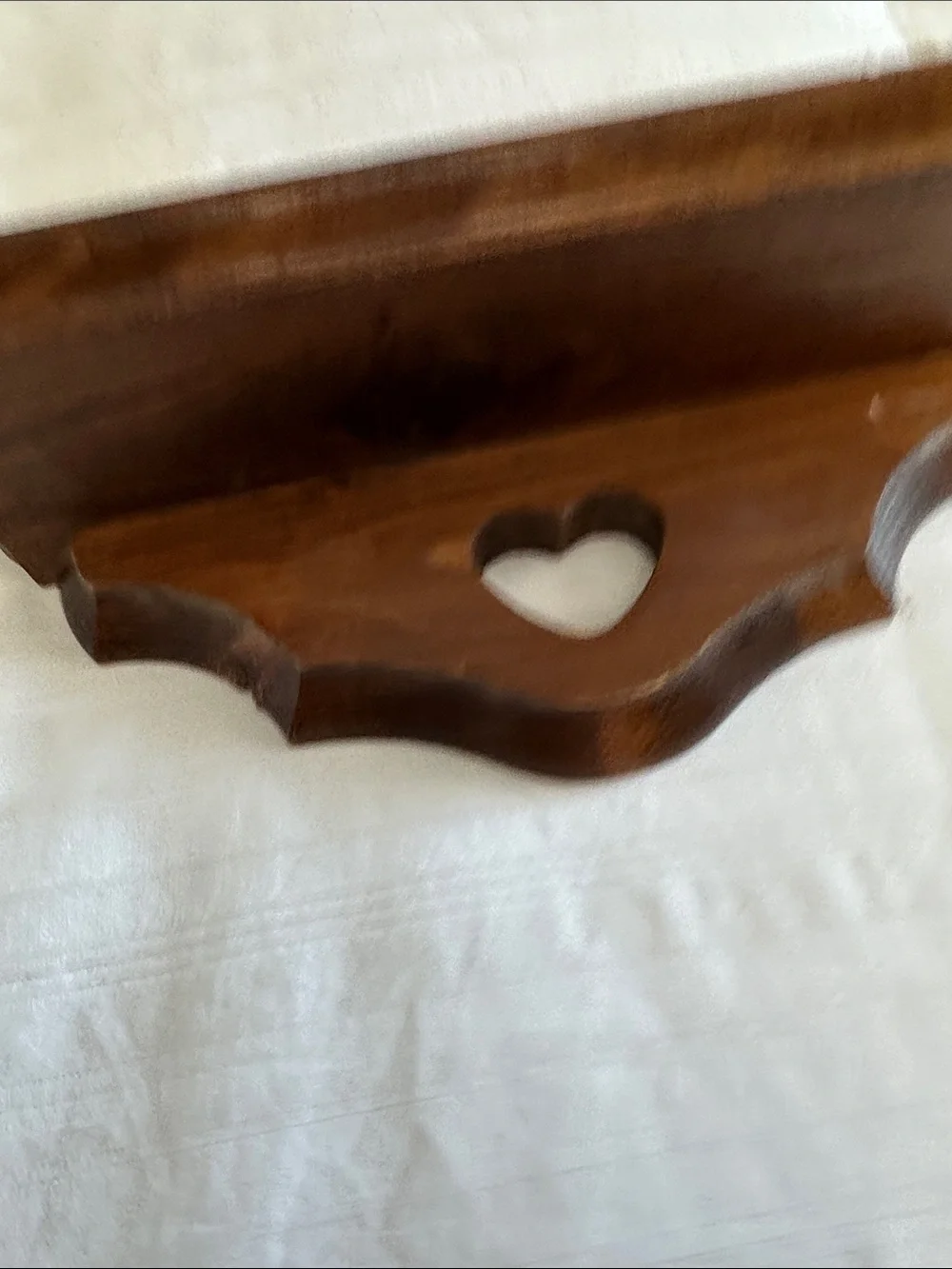 Cottage-core Style Heart Cutout Wooden Wall Shelf - Brown